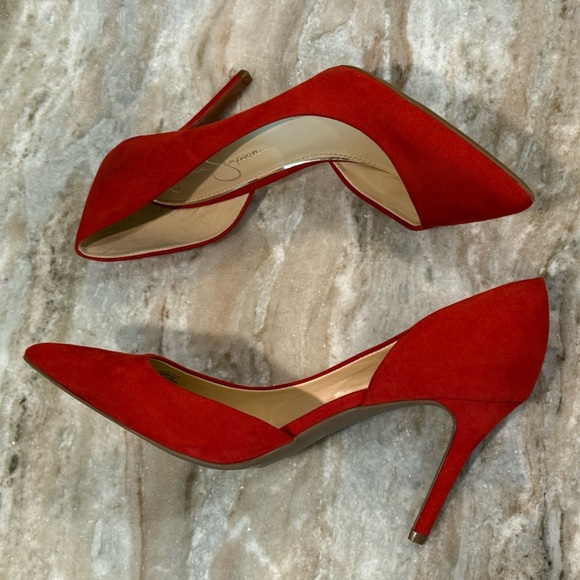 Women’s JESSICA SIMPSON Red suede stiletto pointed toe pumps- Size 9.5 - Picture 1 of 8